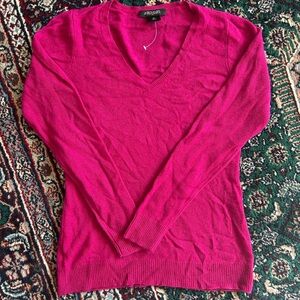 Ann Taylor Bright Pink V-Neck Sweater